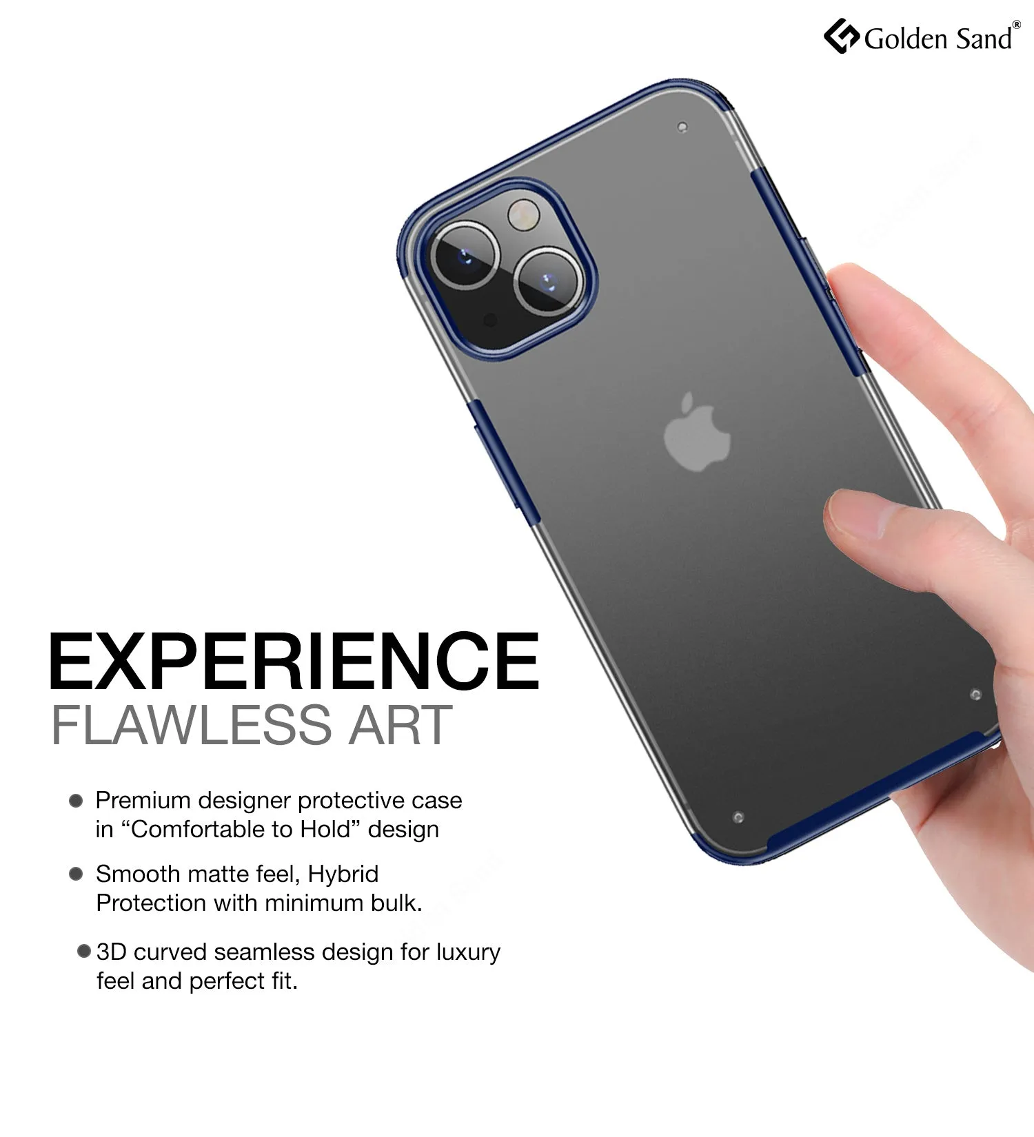 Rugged Frosted Semi Transparent PC Shock Proof Slim Back Cover for Apple iPhone 14, 6.1 inch, Blue