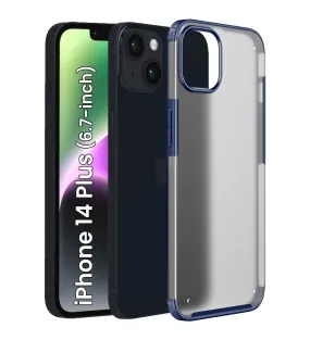 Rugged Frosted Semi Transparent PC Shock Proof Slim Back Cover for Apple iPhone 14 Plus, 6.7 inch, Blue
