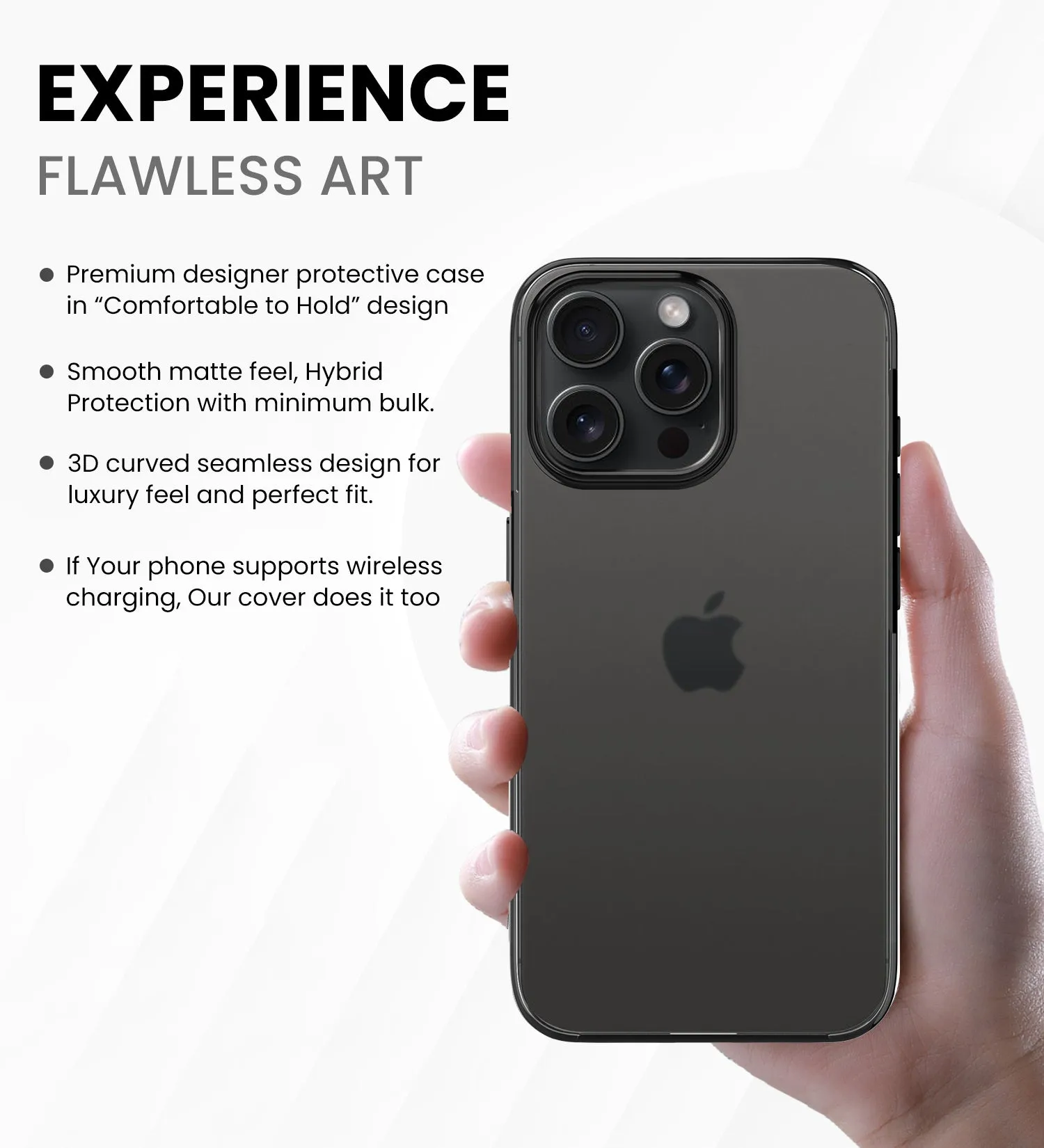 Rugged Frosted Semi Transparent PC Shock Proof Slim Back Cover for Apple iPhone 15 Pro Max, 6.7 inch, Black