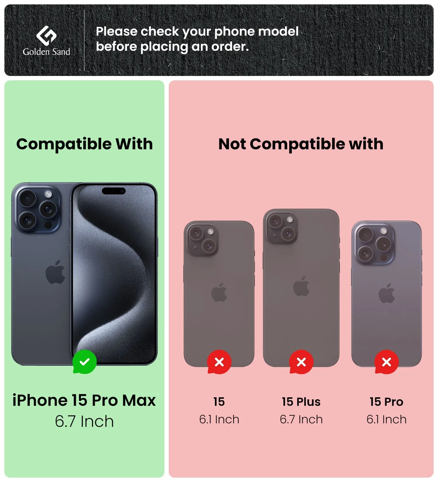 Rugged Frosted Semi Transparent PC Shock Proof Slim Back Cover for Apple iPhone 15 Pro Max, 6.7 inch, Black
