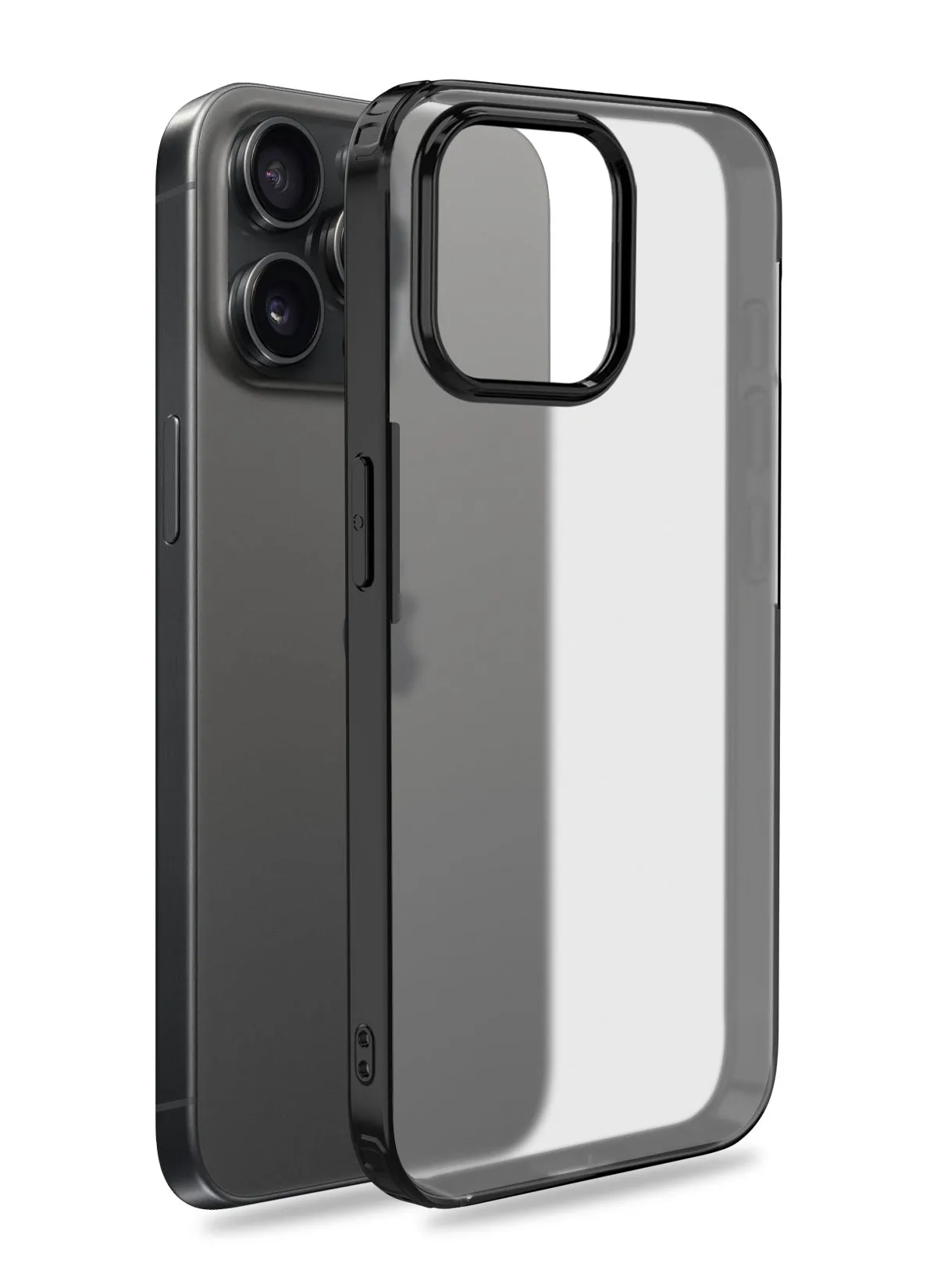 Rugged Frosted Semi Transparent PC Shock Proof Slim Back Cover for Apple iPhone 15 Pro Max, 6.7 inch, Black