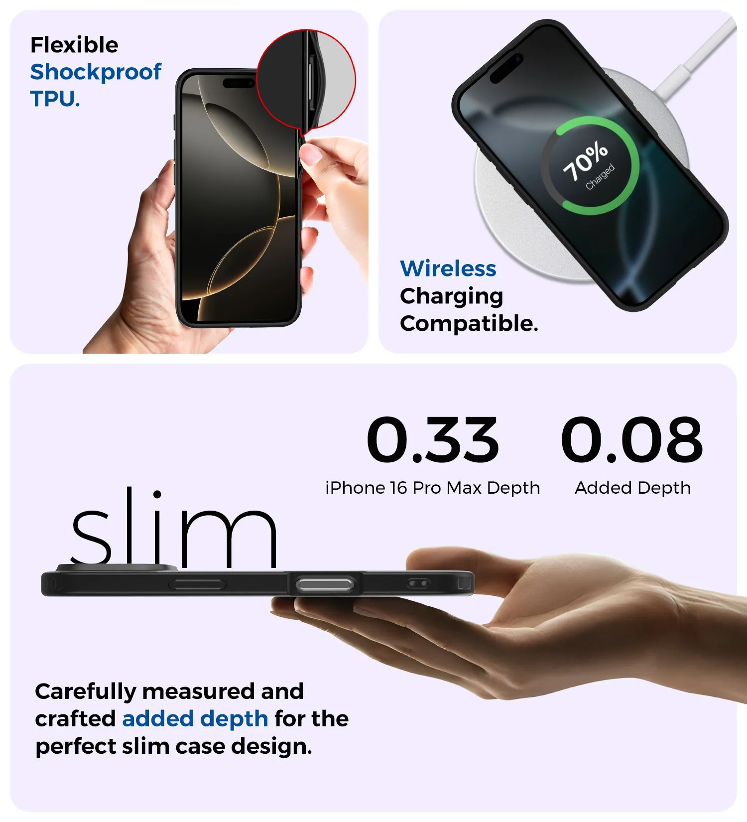 Rugged Frosted Semi Transparent PC Shock Proof Slim Back Cover for Apple iPhone 16 Pro Max, 6.9 inch, Black