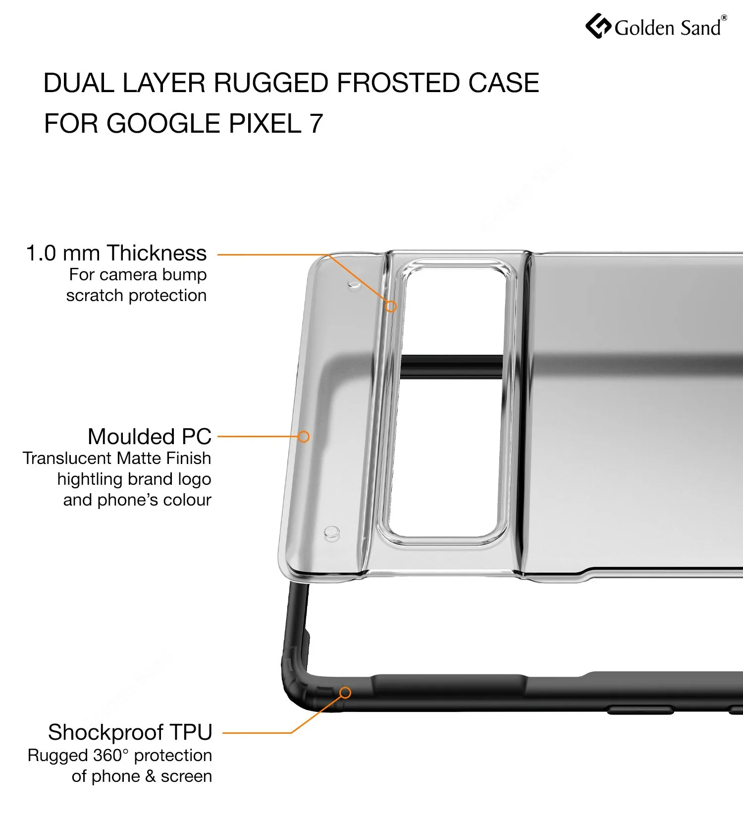 Rugged Frosted Semi Transparent PC Shock Proof Slim Back Cover for Google Pixel 7 5G, 6.3 inch, Black