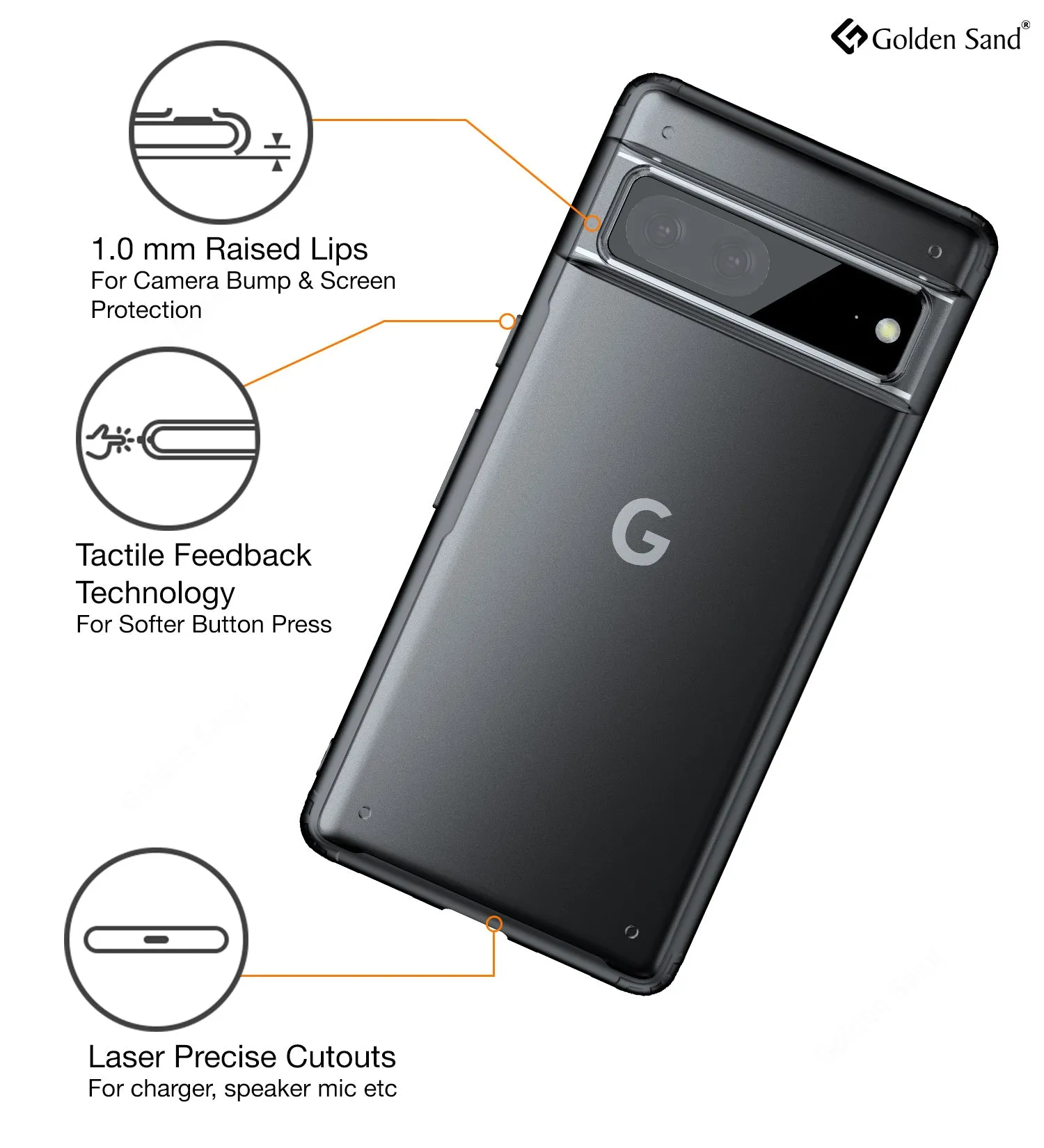Rugged Frosted Semi Transparent PC Shock Proof Slim Back Cover for Google Pixel 7 5G, 6.3 inch, Black