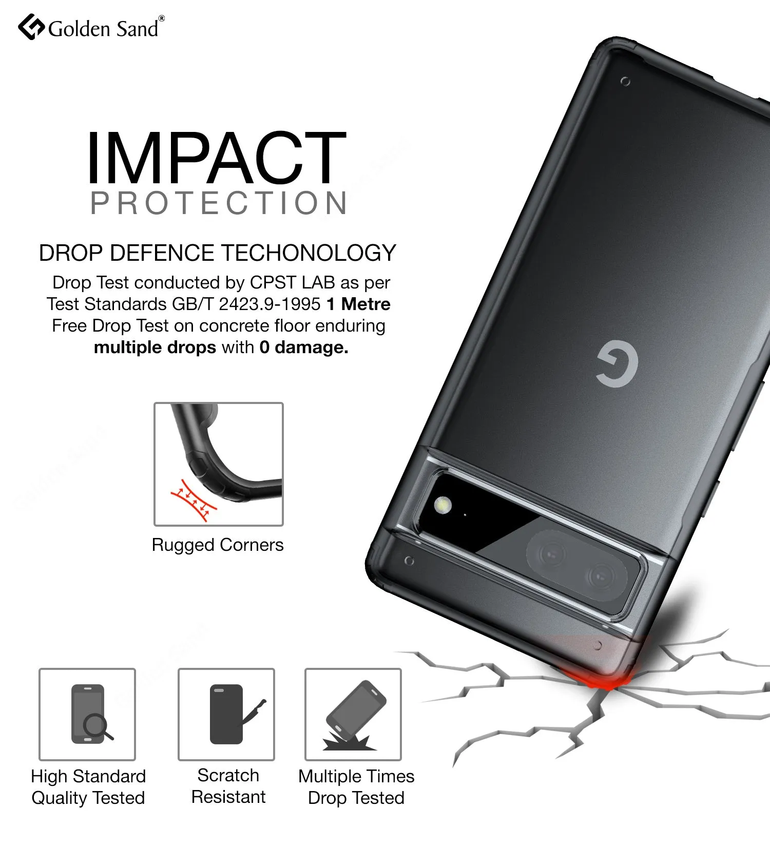 Rugged Frosted Semi Transparent PC Shock Proof Slim Back Cover for Google Pixel 7 5G, 6.3 inch, Black