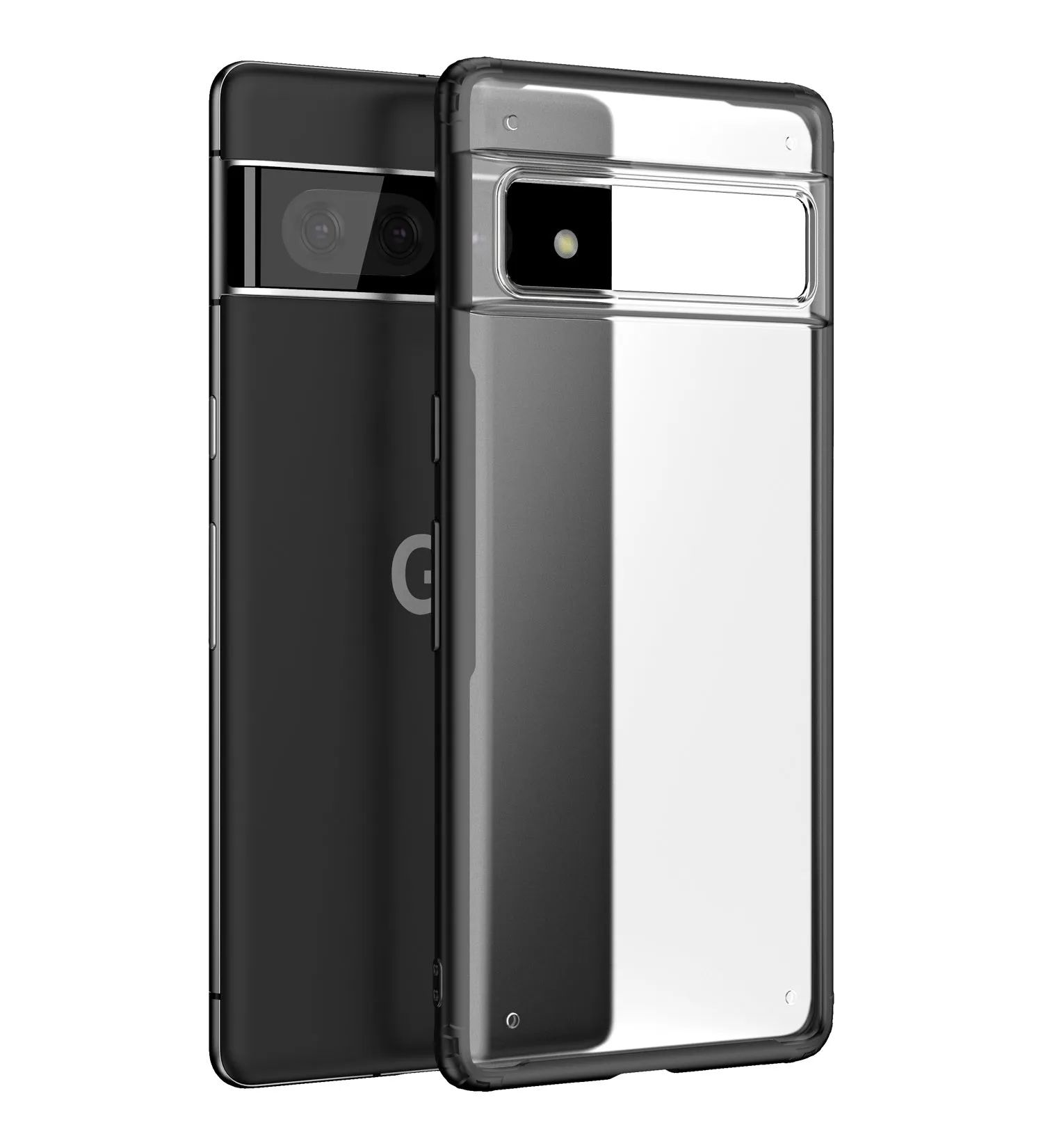 Rugged Frosted Semi Transparent PC Shock Proof Slim Back Cover for Google Pixel 7 5G, 6.3 inch, Black