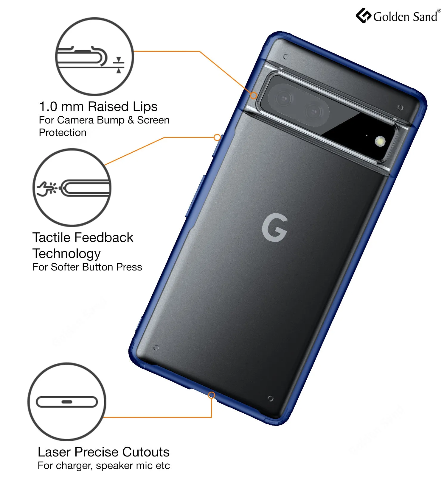Rugged Frosted Semi Transparent PC Shock Proof Slim Back Cover for Google Pixel 7 5G, 6.3 inch, Blue
