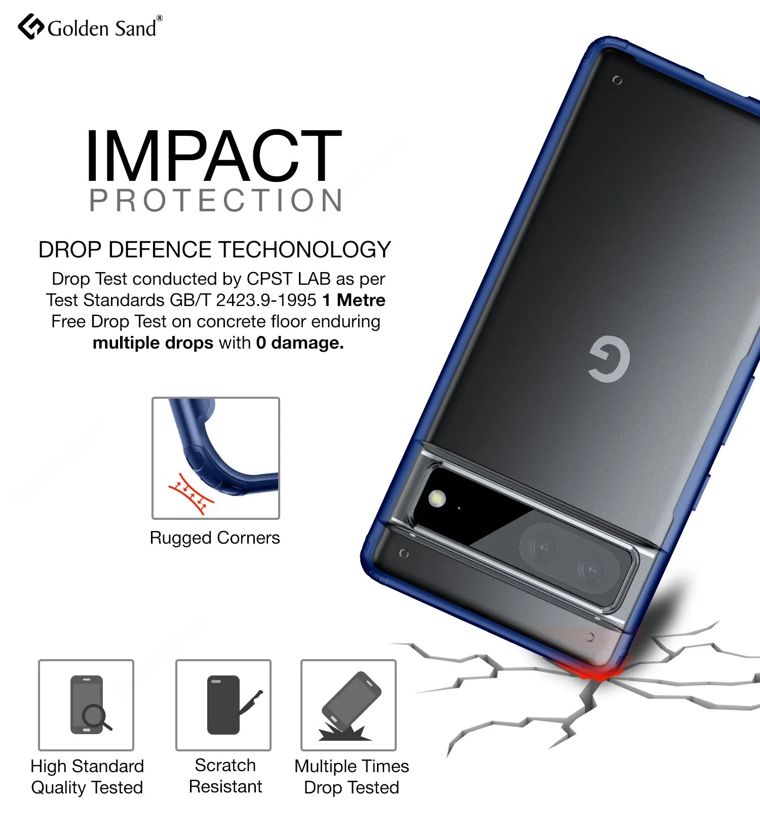 Rugged Frosted Semi Transparent PC Shock Proof Slim Back Cover for Google Pixel 7 5G, 6.3 inch, Blue