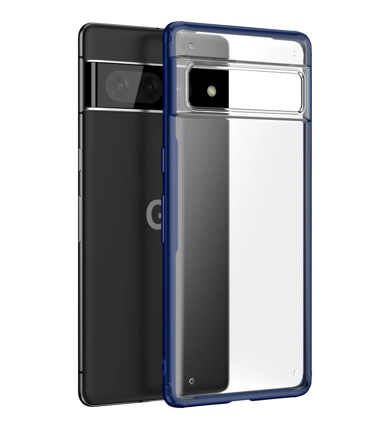 Rugged Frosted Semi Transparent PC Shock Proof Slim Back Cover for Google Pixel 7 5G, 6.3 inch, Blue