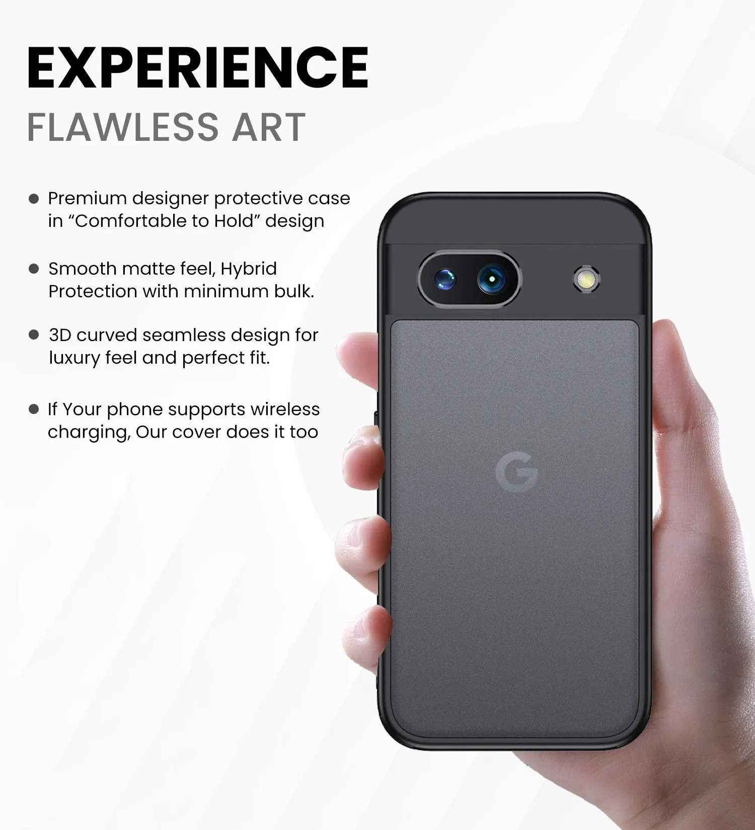 Rugged Frosted Semi Transparent PC Shock Proof Slim Back Cover for Google Pixel 8A 5G, 6.1 inch, Black