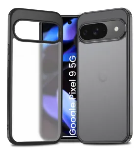 Rugged Frosted Semi Transparent PC Shock Proof Slim Back Cover for Google Pixel 9 5G, Google Pixel 9 Pro 5G, 6.3 inch, Black