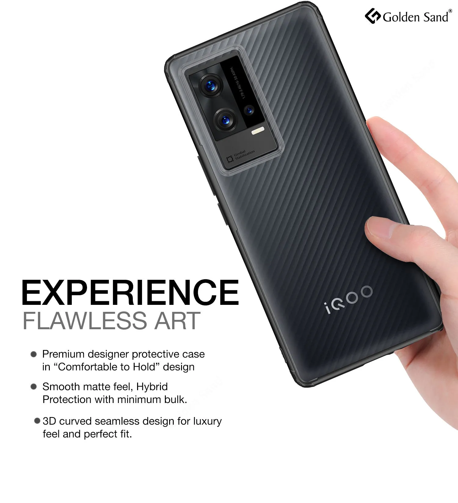 Rugged Frosted Semi Transparent PC Shock Proof Slim Back Cover for iQOO 9 5G, 6.56 inch, Black