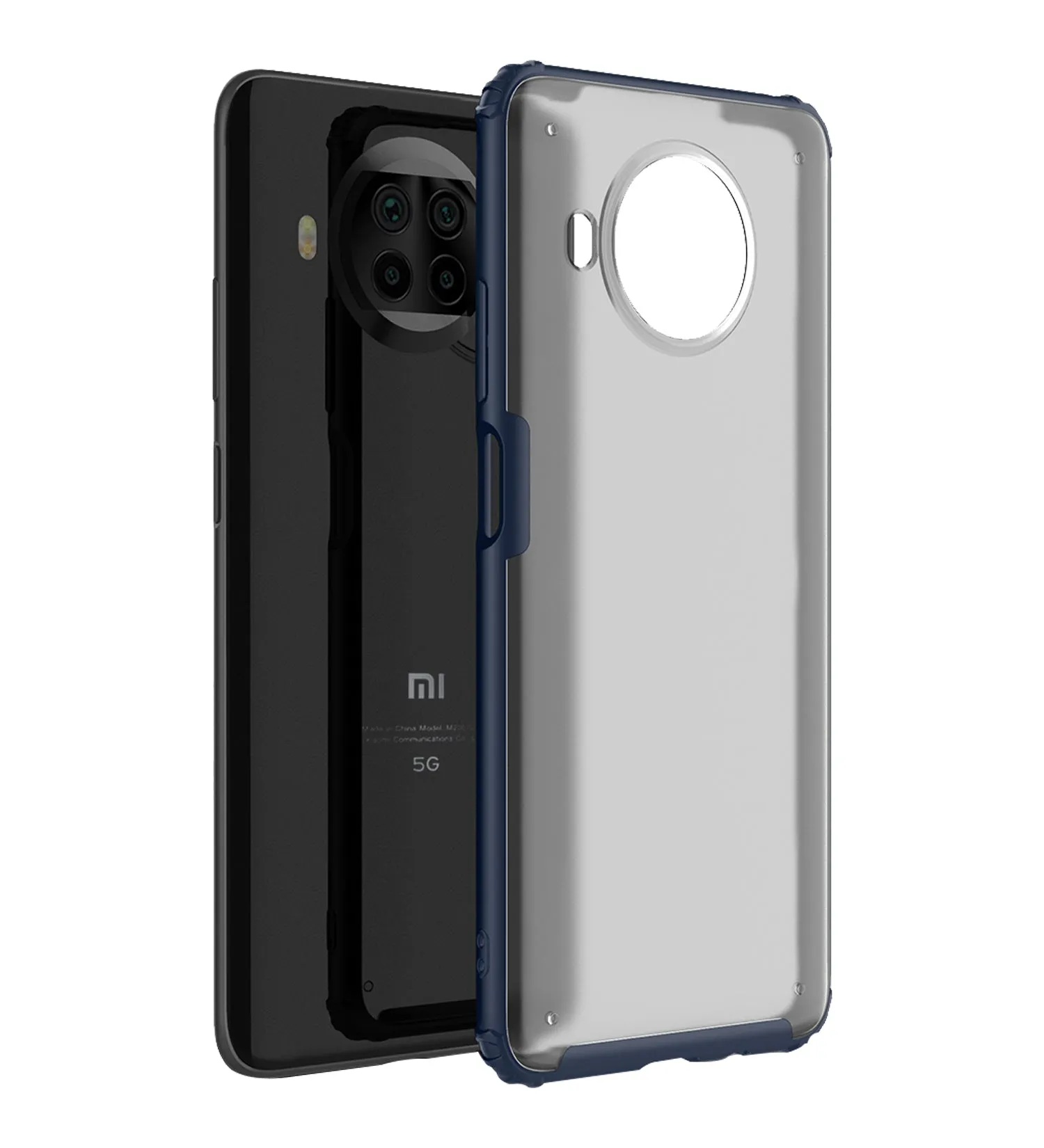 Rugged Frosted Semi Transparent PC Shock Proof Slim Back Cover for Mi 10i 5G, 6.67 inch, Blue