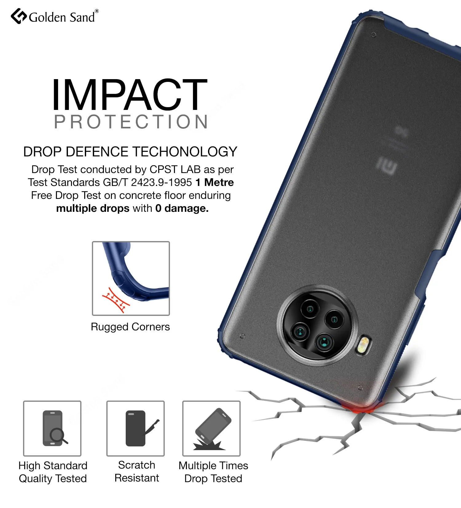 Rugged Frosted Semi Transparent PC Shock Proof Slim Back Cover for Mi 10i 5G, 6.67 inch, Blue