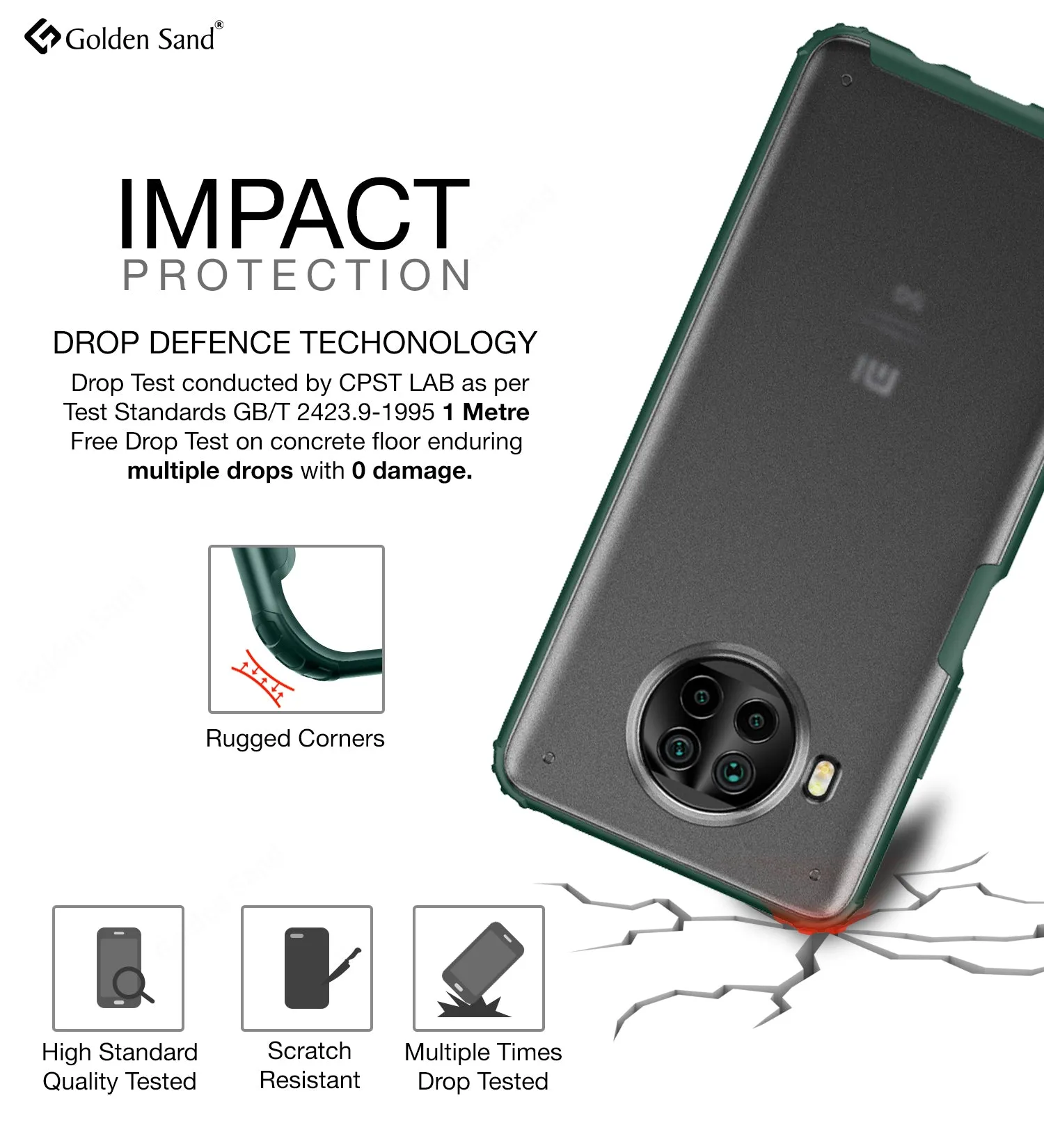Rugged Frosted Semi Transparent PC Shock Proof Slim Back Cover for Mi 10i 5G, 6.67 inch, Green