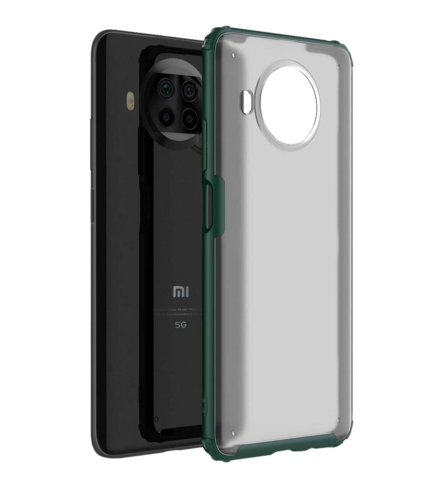Rugged Frosted Semi Transparent PC Shock Proof Slim Back Cover for Mi 10i 5G, 6.67 inch, Green