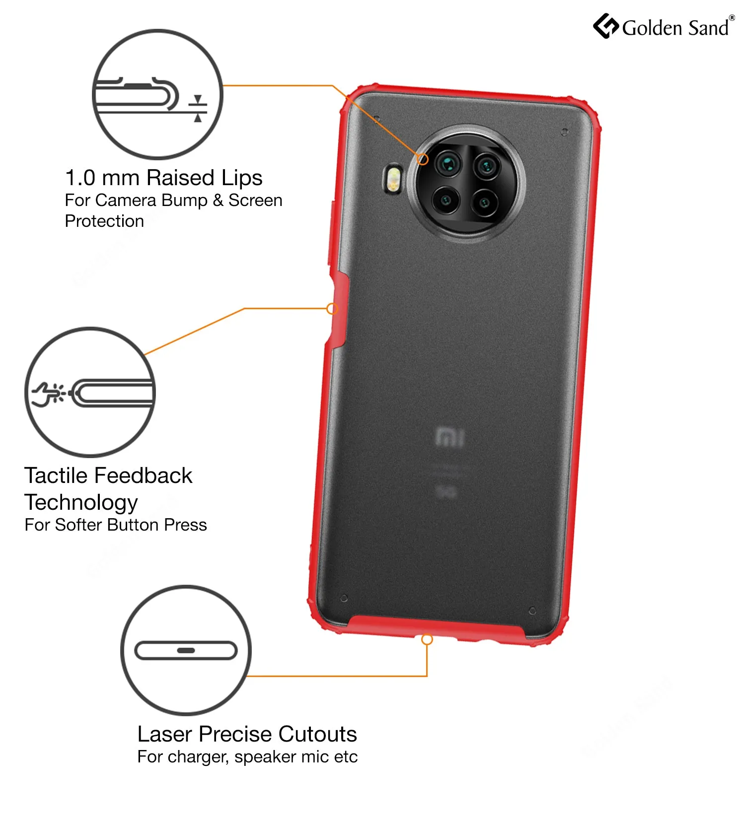 Rugged Frosted Semi Transparent PC Shock Proof Slim Back Cover for Mi 10i 5G, 6.67 inch, Red