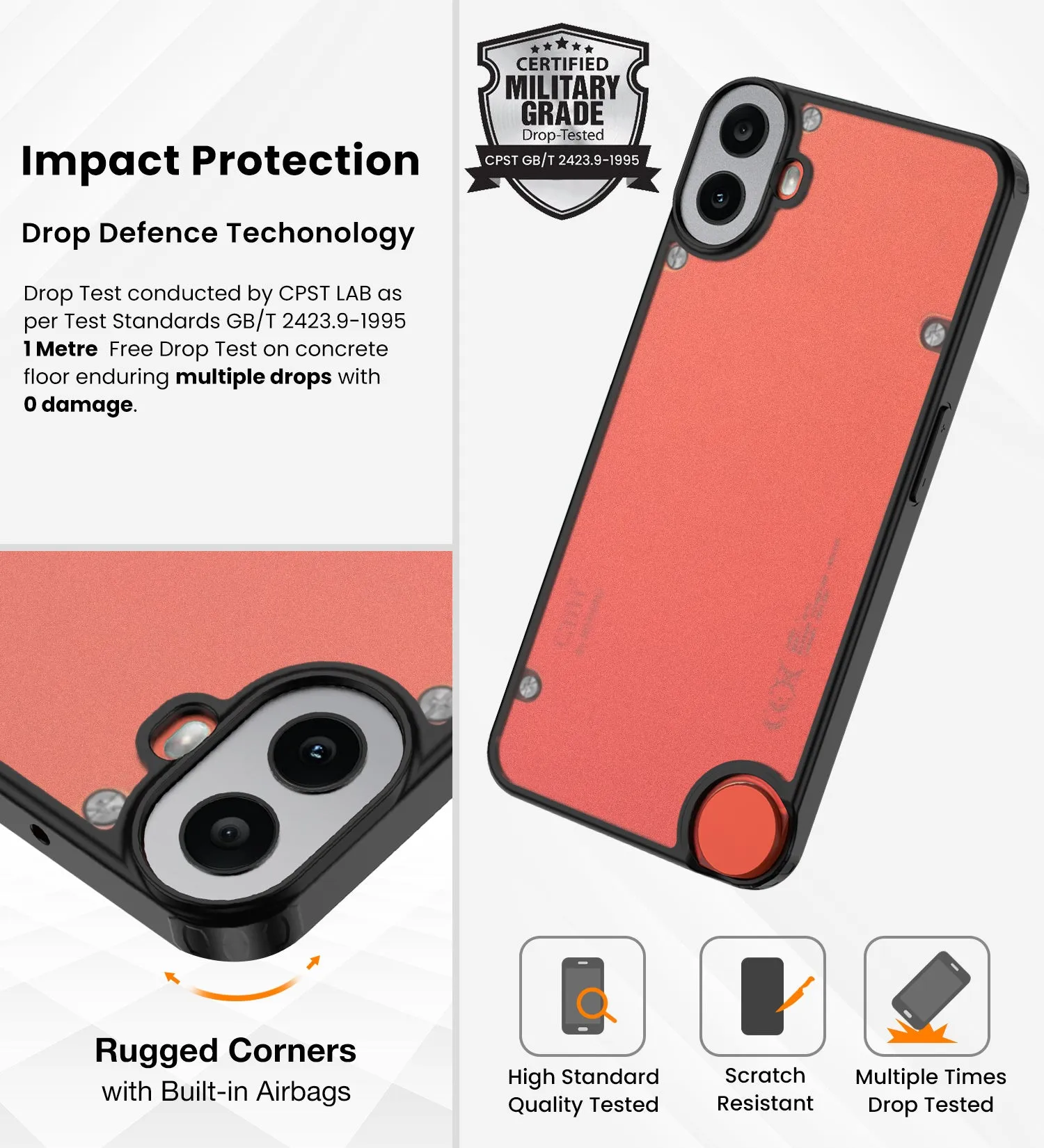 Rugged Frosted Semi Transparent PC Shock Proof Slim Back Cover for Nothing CMF Phone 1 5G, 6.67 inch, Black