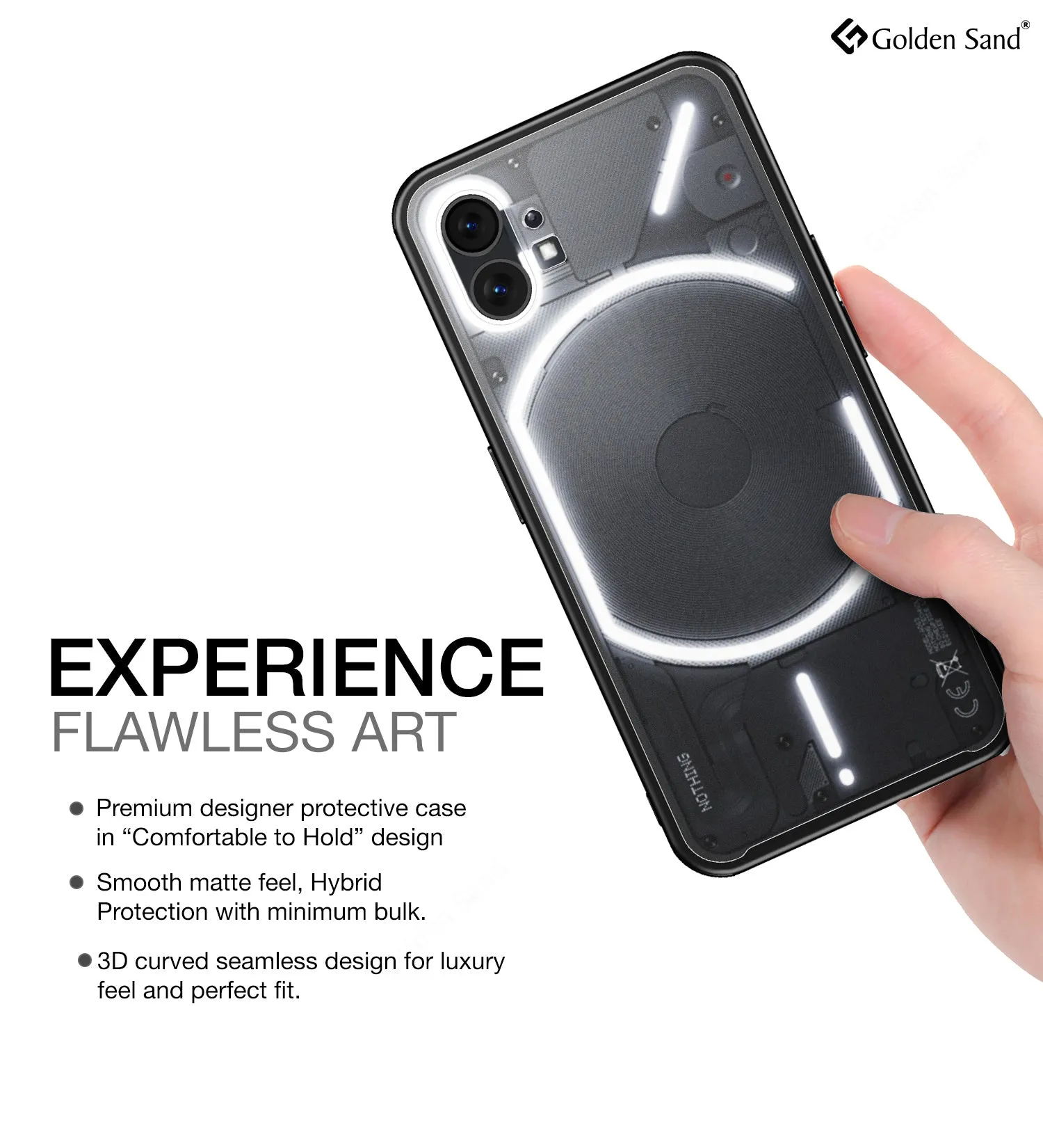 Rugged Frosted Semi Transparent PC Shock Proof Slim Back Cover for Nothing Phone (1), 6.55 inch, Black