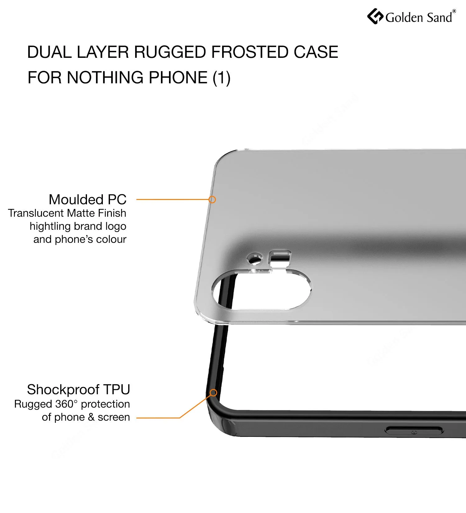 Rugged Frosted Semi Transparent PC Shock Proof Slim Back Cover for Nothing Phone (1), 6.55 inch, Black