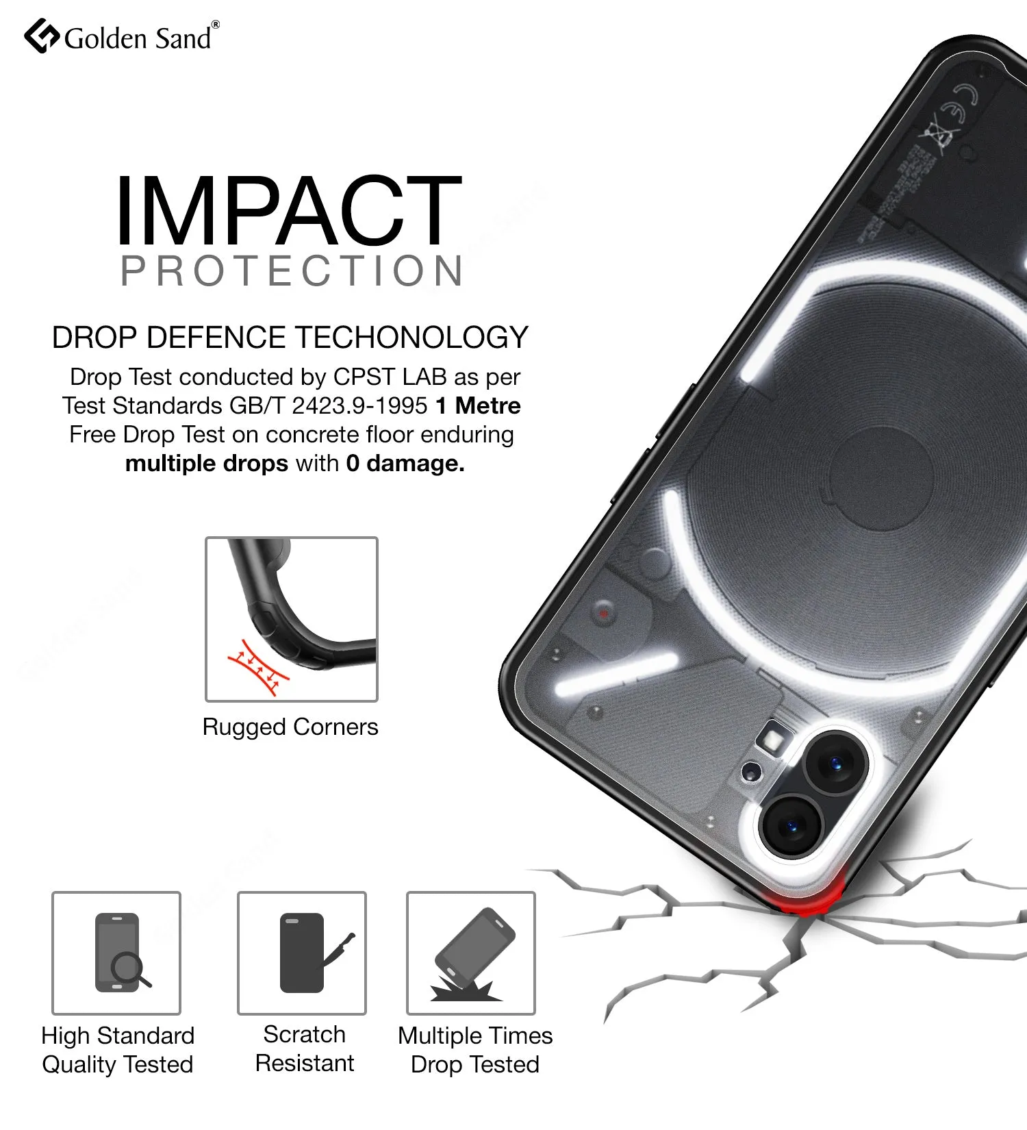 Rugged Frosted Semi Transparent PC Shock Proof Slim Back Cover for Nothing Phone (1), 6.55 inch, Black
