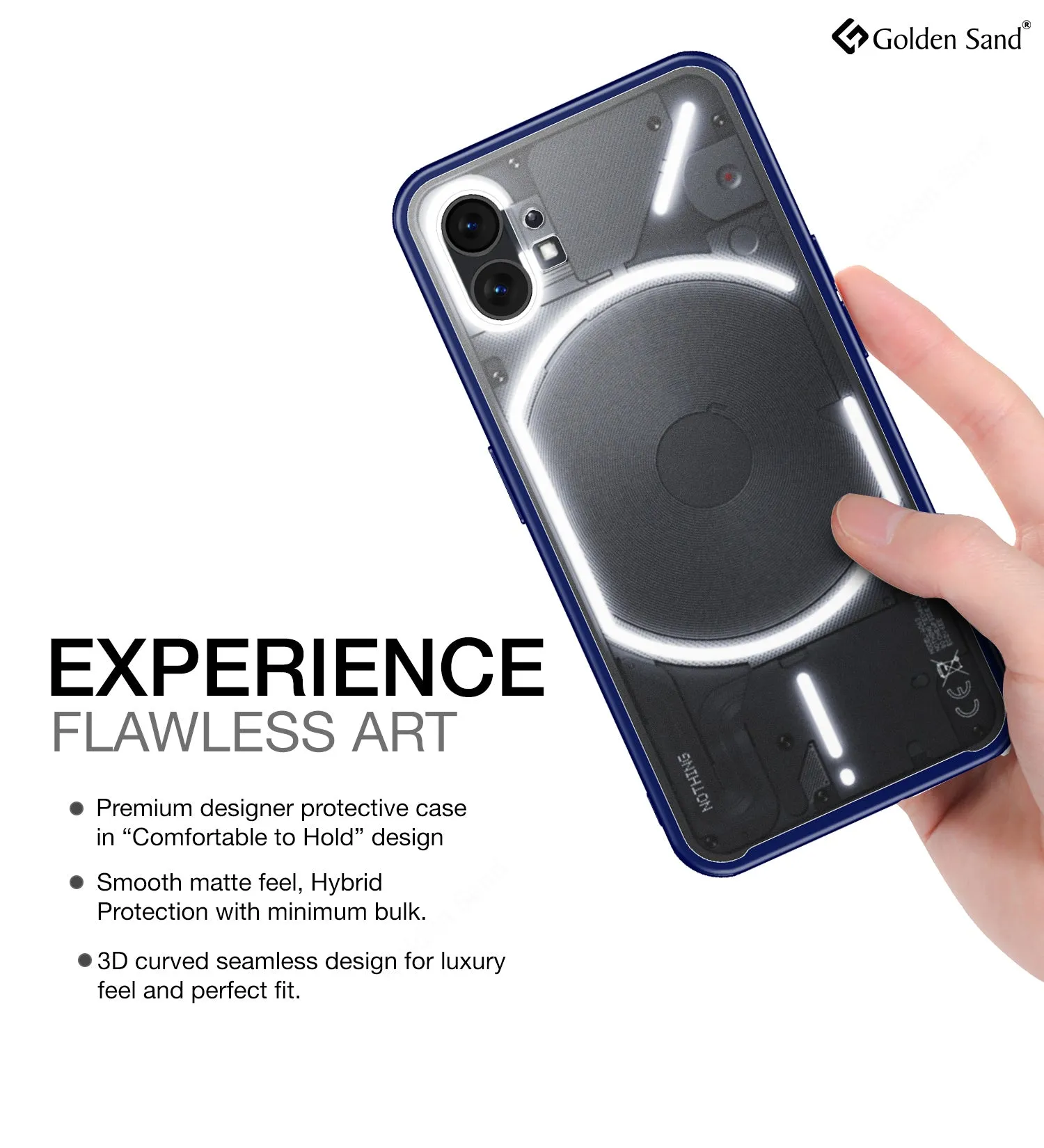 Rugged Frosted Semi Transparent PC Shock Proof Slim Back Cover for Nothing Phone (1), 6.55 inch, Blue