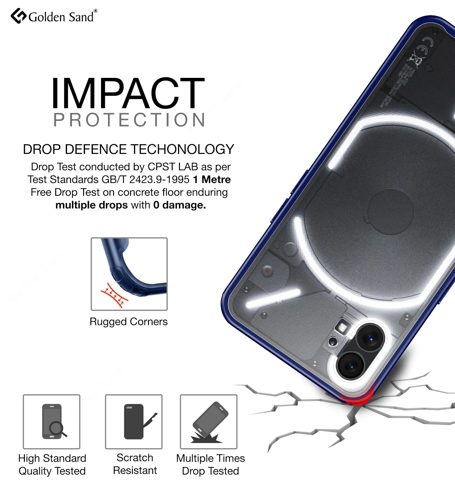Rugged Frosted Semi Transparent PC Shock Proof Slim Back Cover for Nothing Phone (1), 6.55 inch, Blue