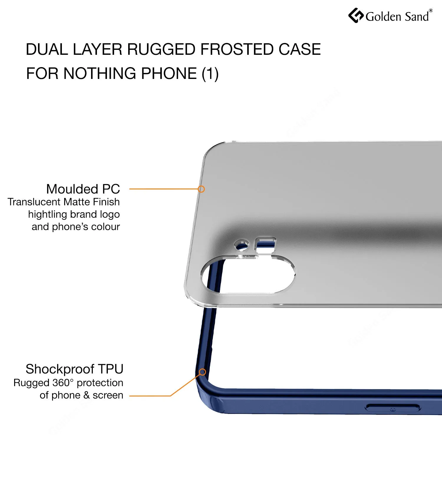 Rugged Frosted Semi Transparent PC Shock Proof Slim Back Cover for Nothing Phone (1), 6.55 inch, Blue