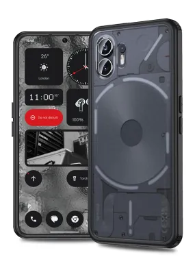 Rugged Frosted Semi Transparent PC Shock Proof Slim Back Cover for Nothing Phone (2), 6.7 inch, Black
