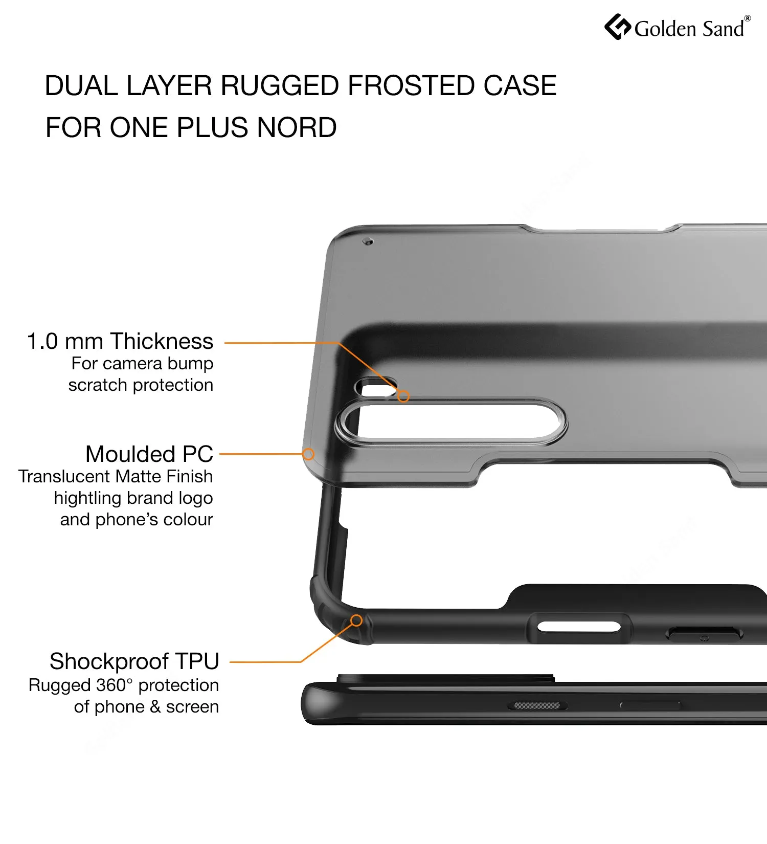 Rugged Frosted Semi Transparent PC Shock Proof Slim Back Cover for One Plus Nord (1  Nord), Black