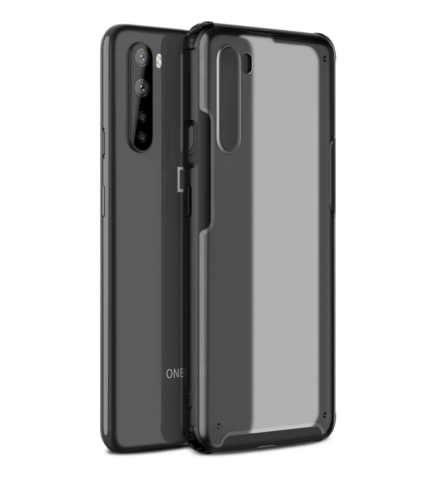 Rugged Frosted Semi Transparent PC Shock Proof Slim Back Cover for One Plus Nord (1  Nord), Black