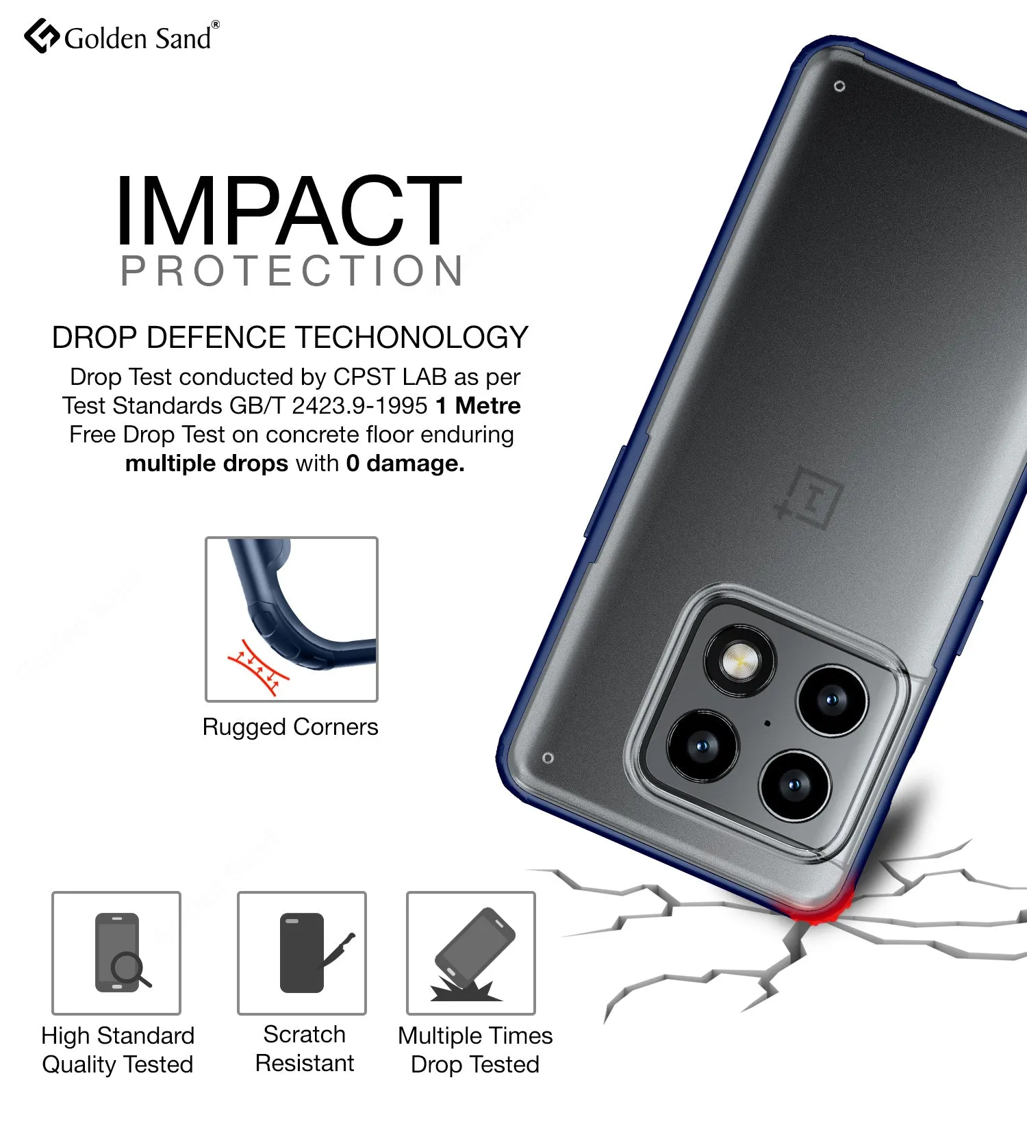 Rugged Frosted Semi Transparent PC Shock Proof Slim Back Cover for OnePlus 10 Pro 5G, 6.7 inch, Blue
