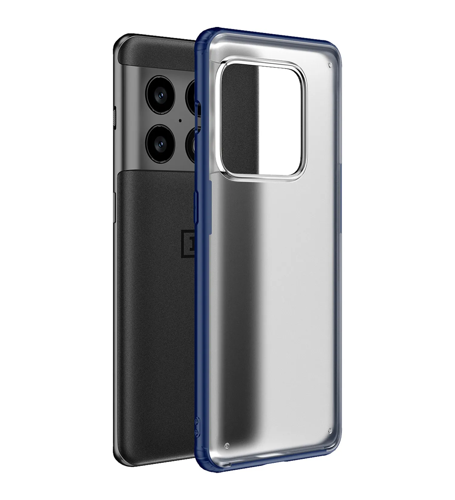 Rugged Frosted Semi Transparent PC Shock Proof Slim Back Cover for OnePlus 10 Pro 5G, 6.7 inch, Blue