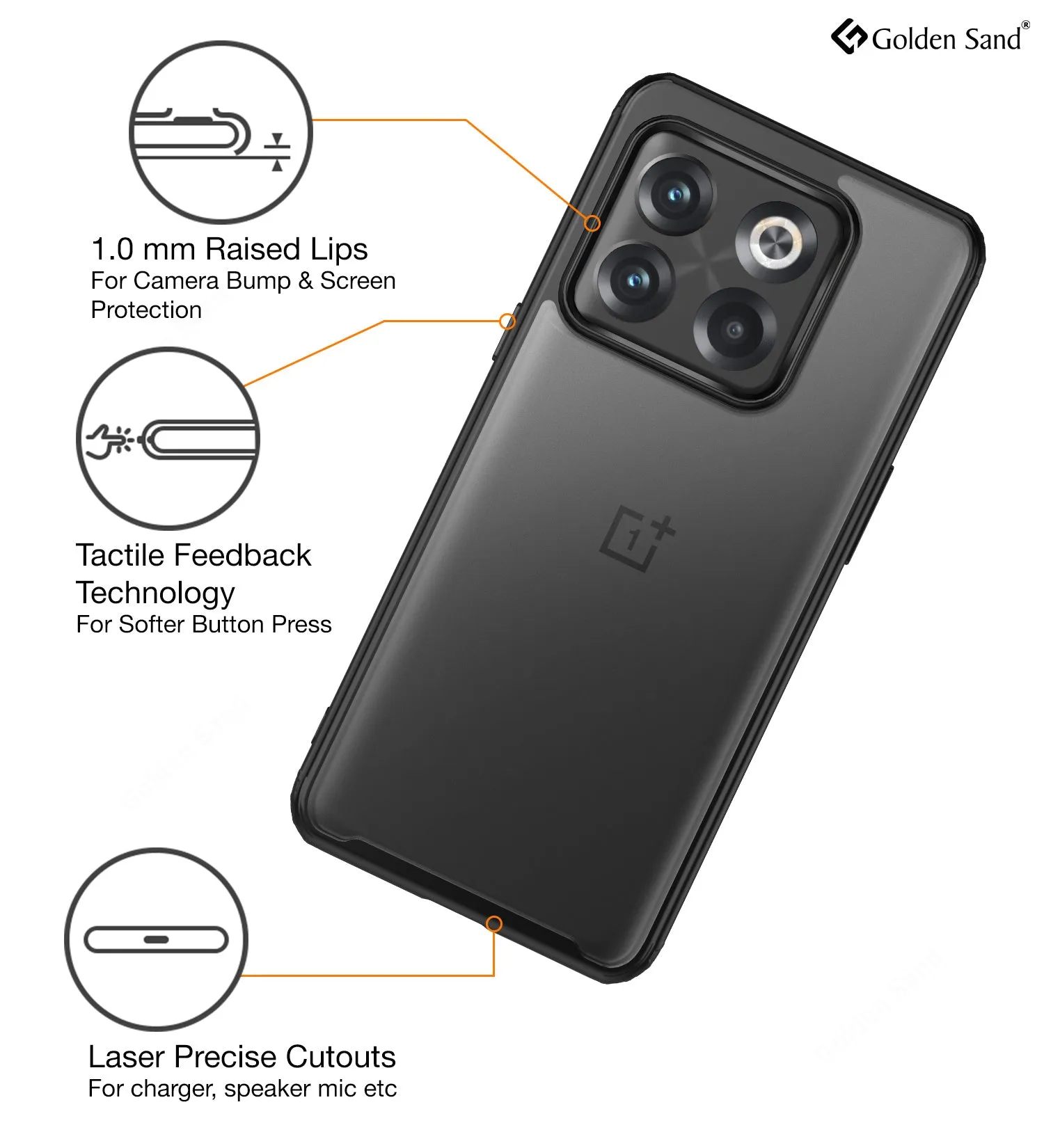 Rugged Frosted Semi Transparent PC Shock Proof Slim Back Cover for OnePlus 10T 5G, 6.7 inch, Black