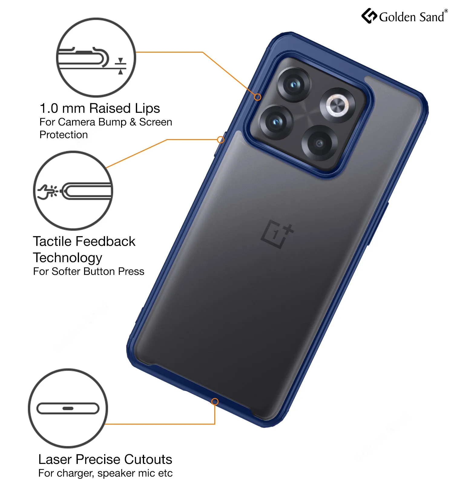 Rugged Frosted Semi Transparent PC Shock Proof Slim Back Cover for OnePlus 10T 5G, 6.7 inch, Blue