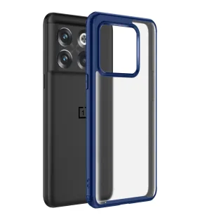 Rugged Frosted Semi Transparent PC Shock Proof Slim Back Cover for OnePlus 10T 5G, 6.7 inch, Blue