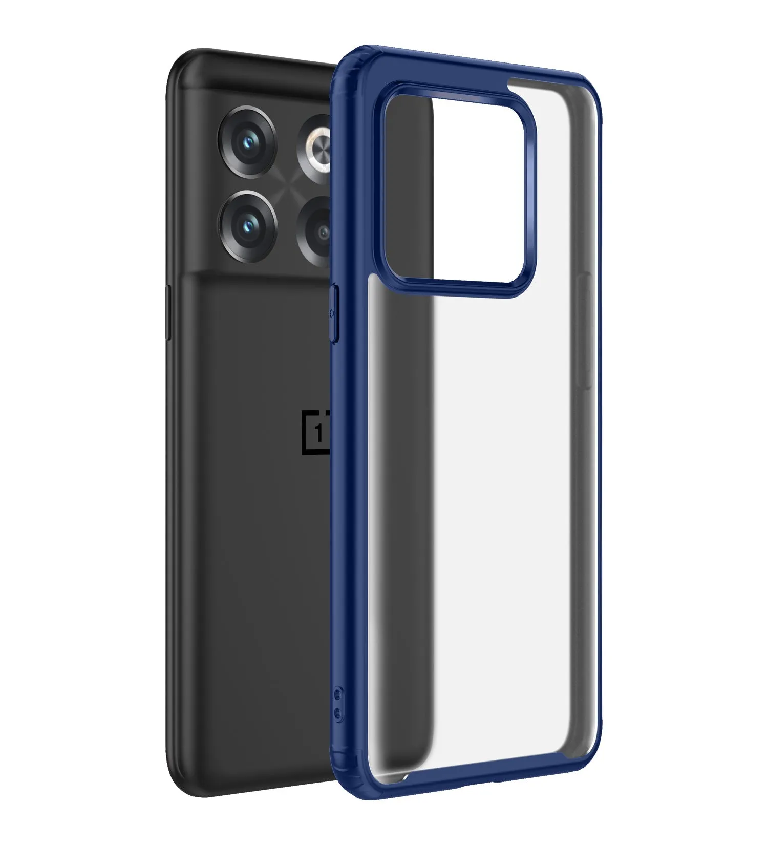 Rugged Frosted Semi Transparent PC Shock Proof Slim Back Cover for OnePlus 10T 5G, 6.7 inch, Blue