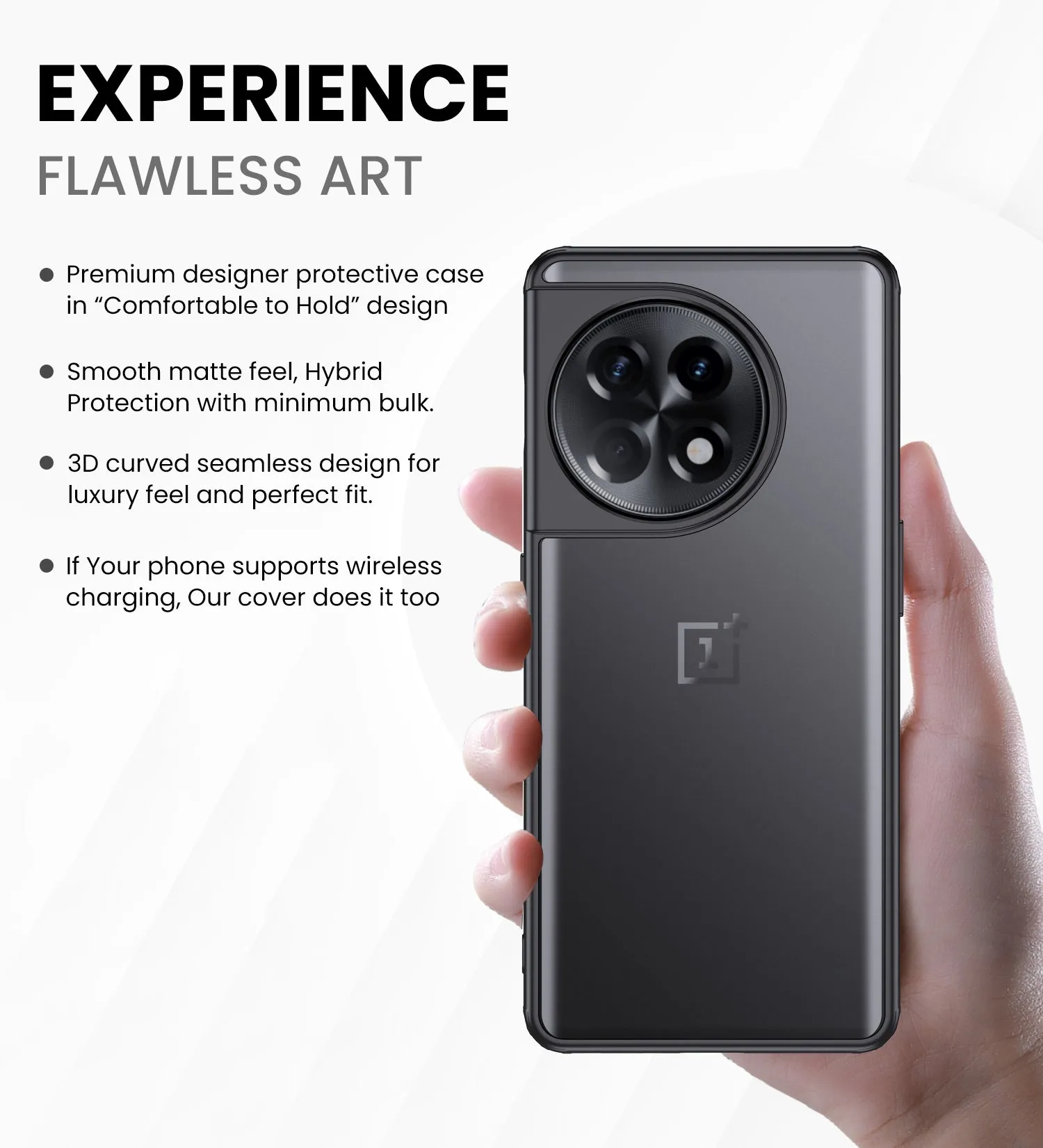Rugged Frosted Semi Transparent PC Shock Proof Slim Back Cover for OnePlus 11R 5G, 6.74 inch, Black