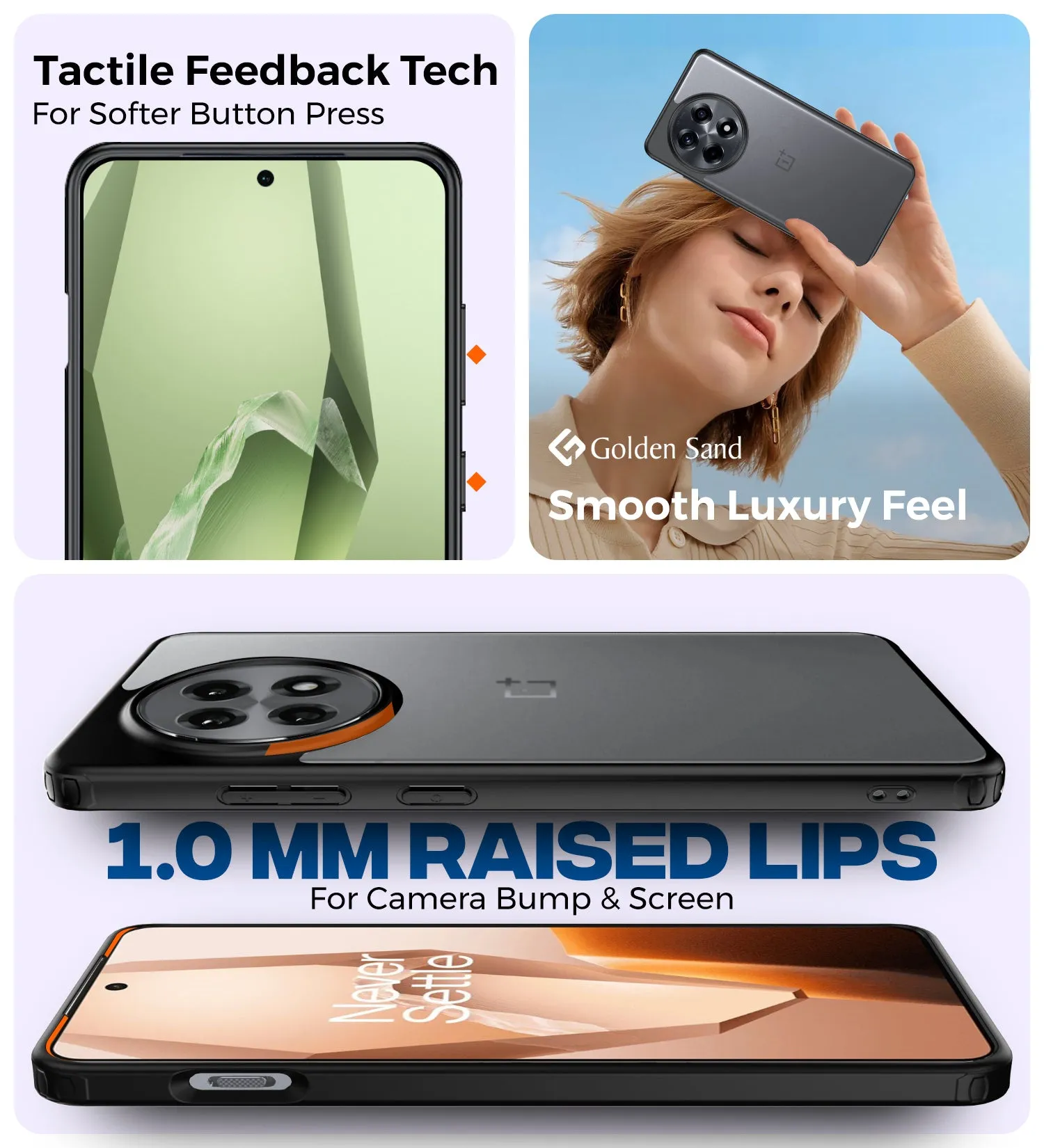 Rugged Frosted Semi Transparent PC Shock Proof Slim Back Cover for OnePlus 13R 5G, 6.78 inch, Black