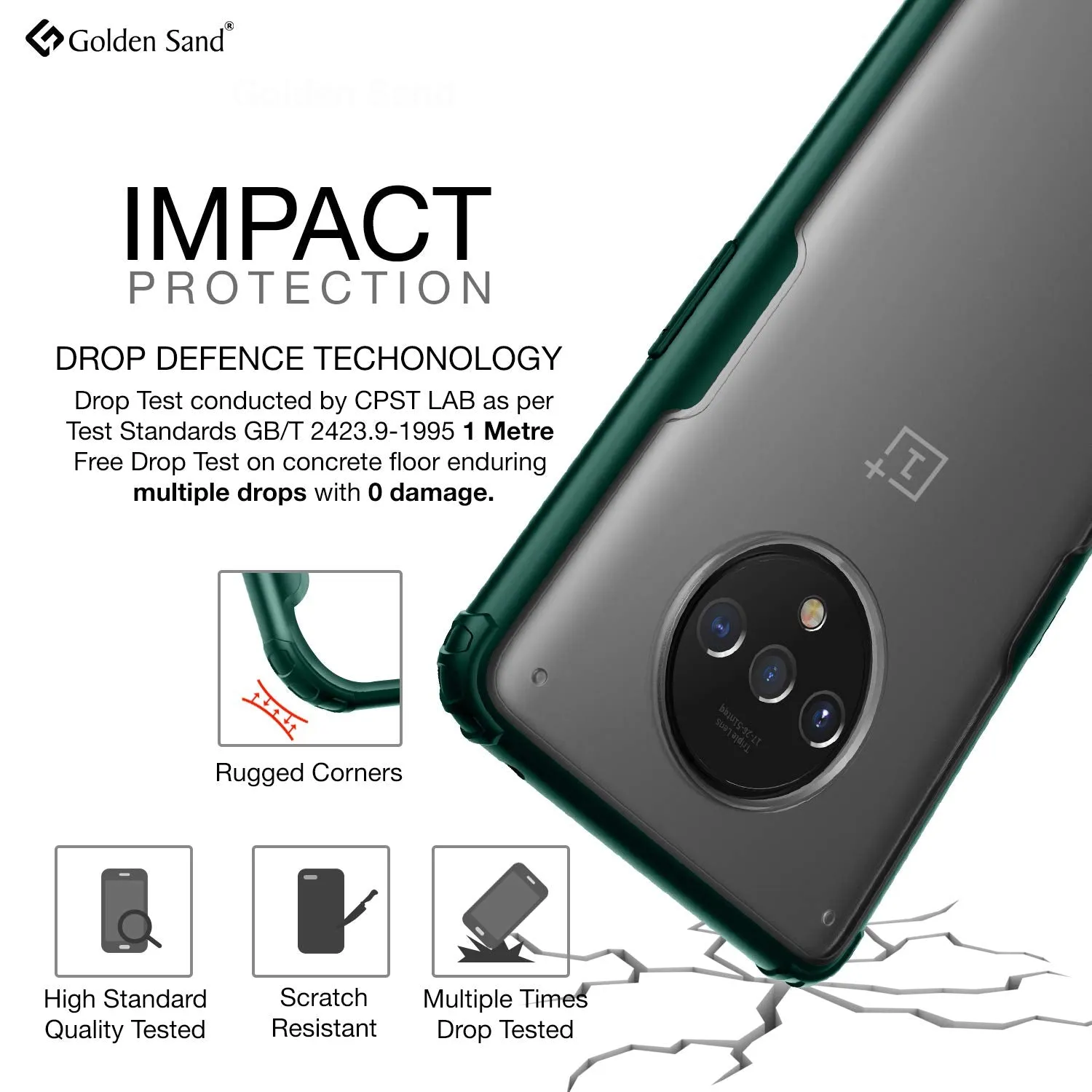 Rugged Frosted Semi Transparent PC Shock Proof Slim Back Cover for OnePlus 7T, 6.55 inch, Green