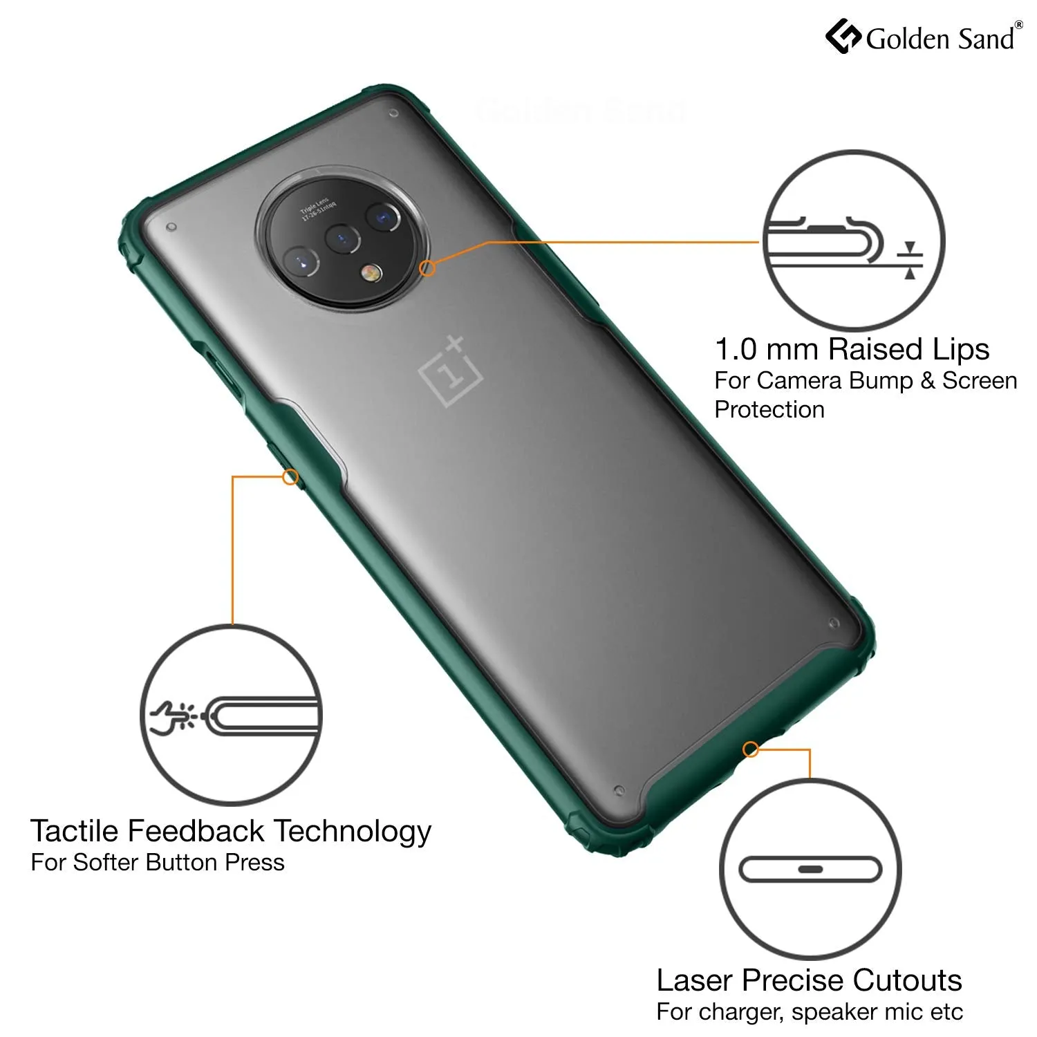 Rugged Frosted Semi Transparent PC Shock Proof Slim Back Cover for OnePlus 7T, 6.55 inch, Green