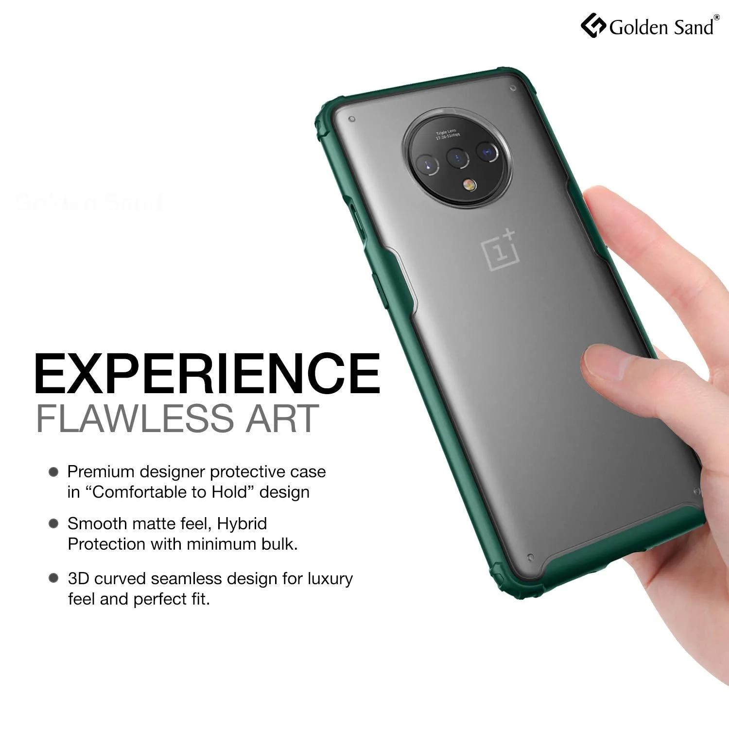 Rugged Frosted Semi Transparent PC Shock Proof Slim Back Cover for OnePlus 7T, 6.55 inch, Green