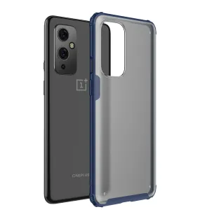 Rugged Frosted Semi Transparent PC Shock Proof Slim Back Cover for OnePlus 9, 6.55 inch, Blue
