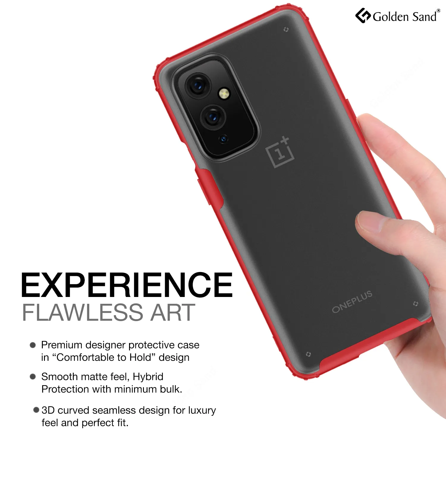 Rugged Frosted Semi Transparent PC Shock Proof Slim Back Cover for OnePlus 9, 6.55 inch, Red