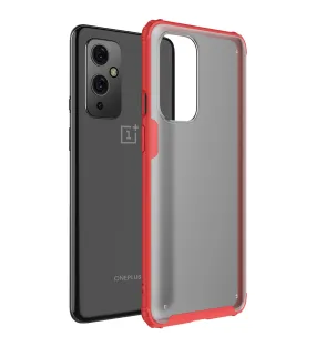 Rugged Frosted Semi Transparent PC Shock Proof Slim Back Cover for OnePlus 9, 6.55 inch, Red