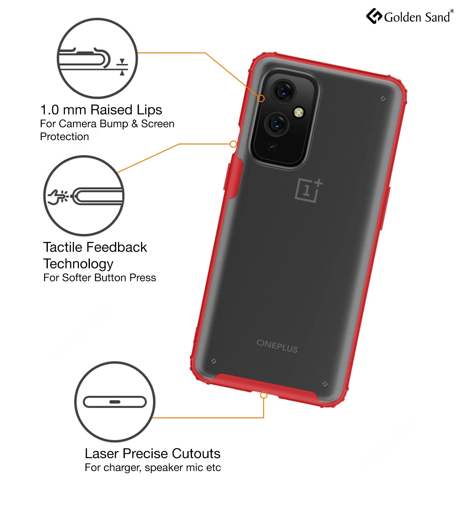 Rugged Frosted Semi Transparent PC Shock Proof Slim Back Cover for OnePlus 9, 6.55 inch, Red
