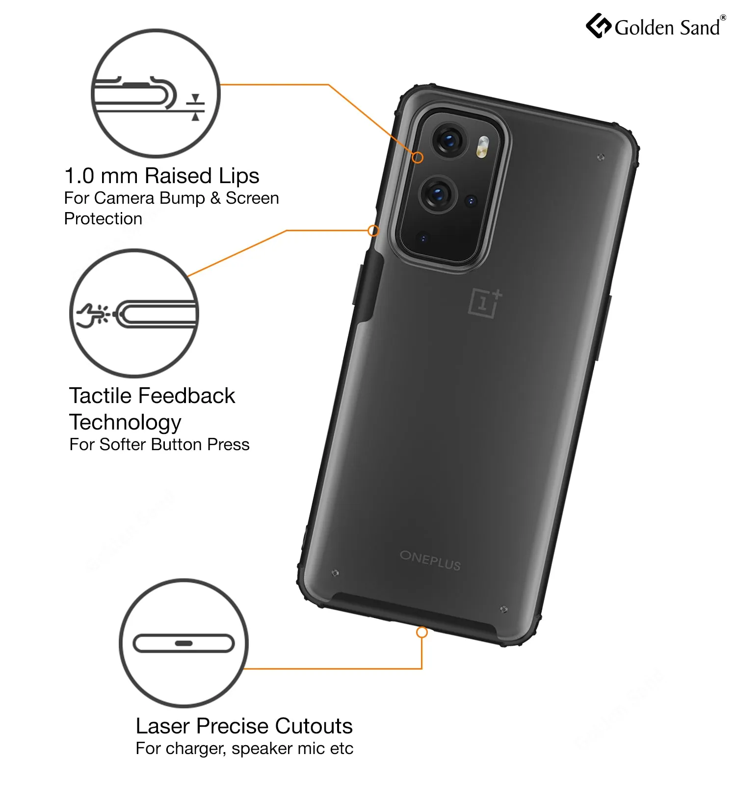 Rugged Frosted Semi Transparent PC Shock Proof Slim Back Cover for OnePlus 9 Pro, 6.7 inch, Black