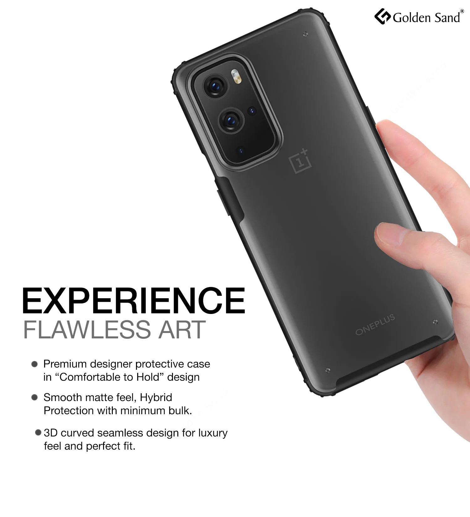 Rugged Frosted Semi Transparent PC Shock Proof Slim Back Cover for OnePlus 9 Pro, 6.7 inch, Black