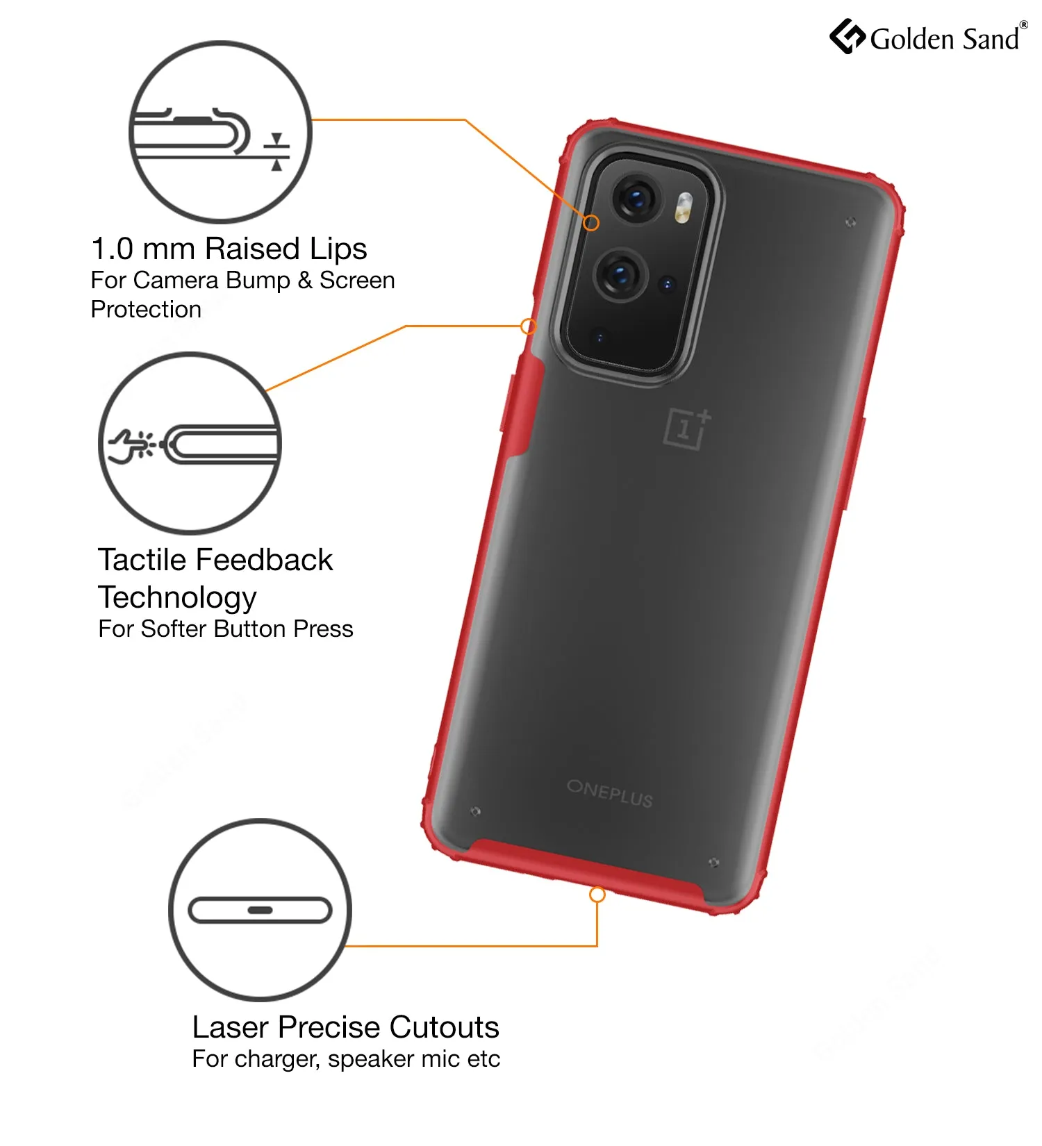 Rugged Frosted Semi Transparent PC Shock Proof Slim Back Cover for OnePlus 9 Pro, 6.7 inch, Red