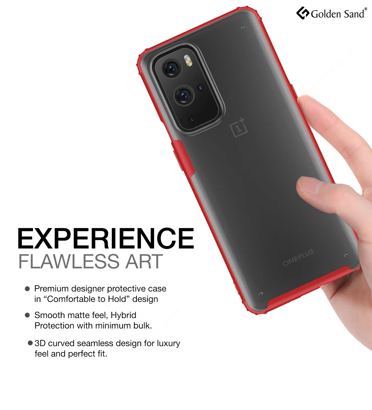 Rugged Frosted Semi Transparent PC Shock Proof Slim Back Cover for OnePlus 9 Pro, 6.7 inch, Red